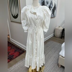 Doen Darby Puff Sleeve Maxi Dress in Powder White - Sz XS